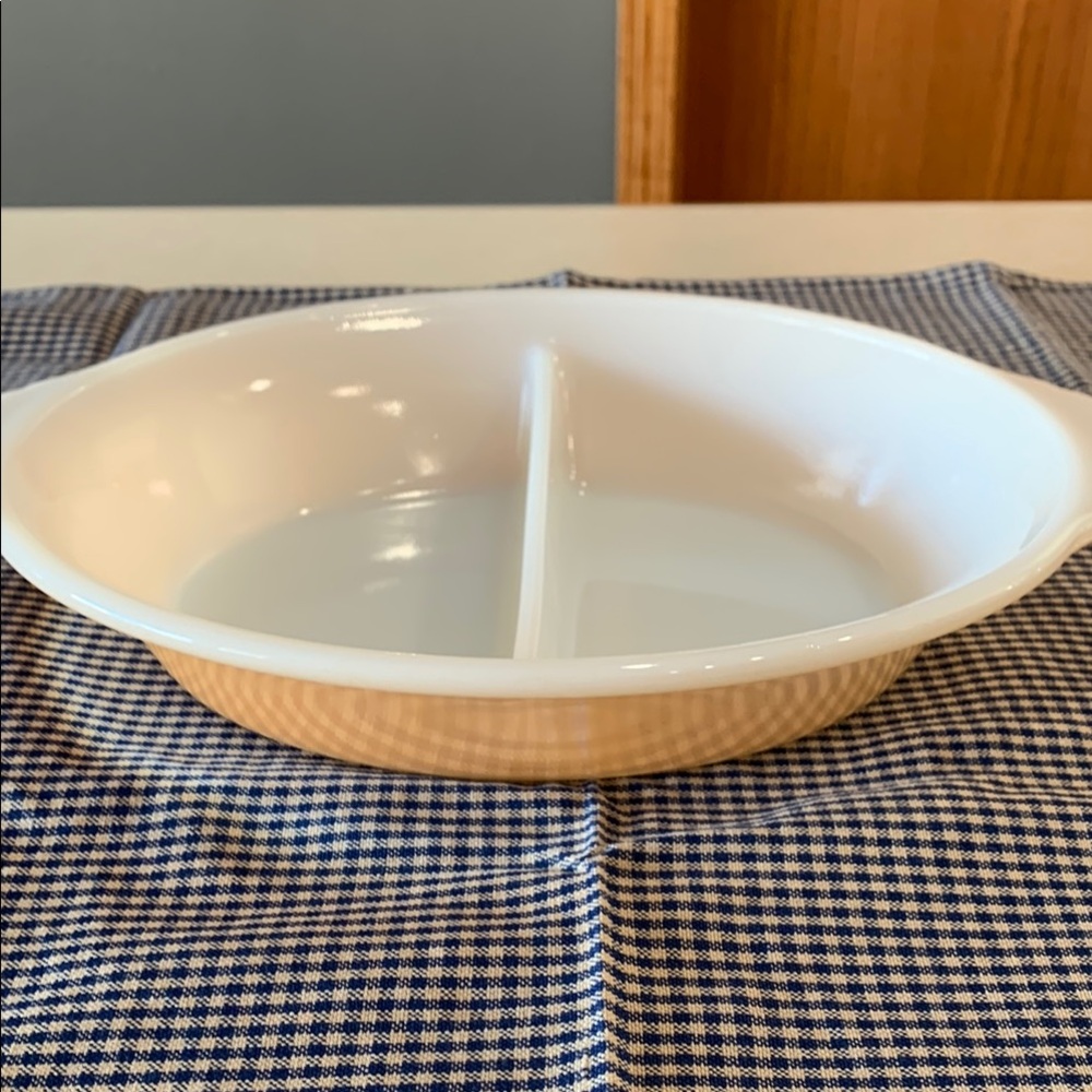 Fire King Divided Casserole Dish.